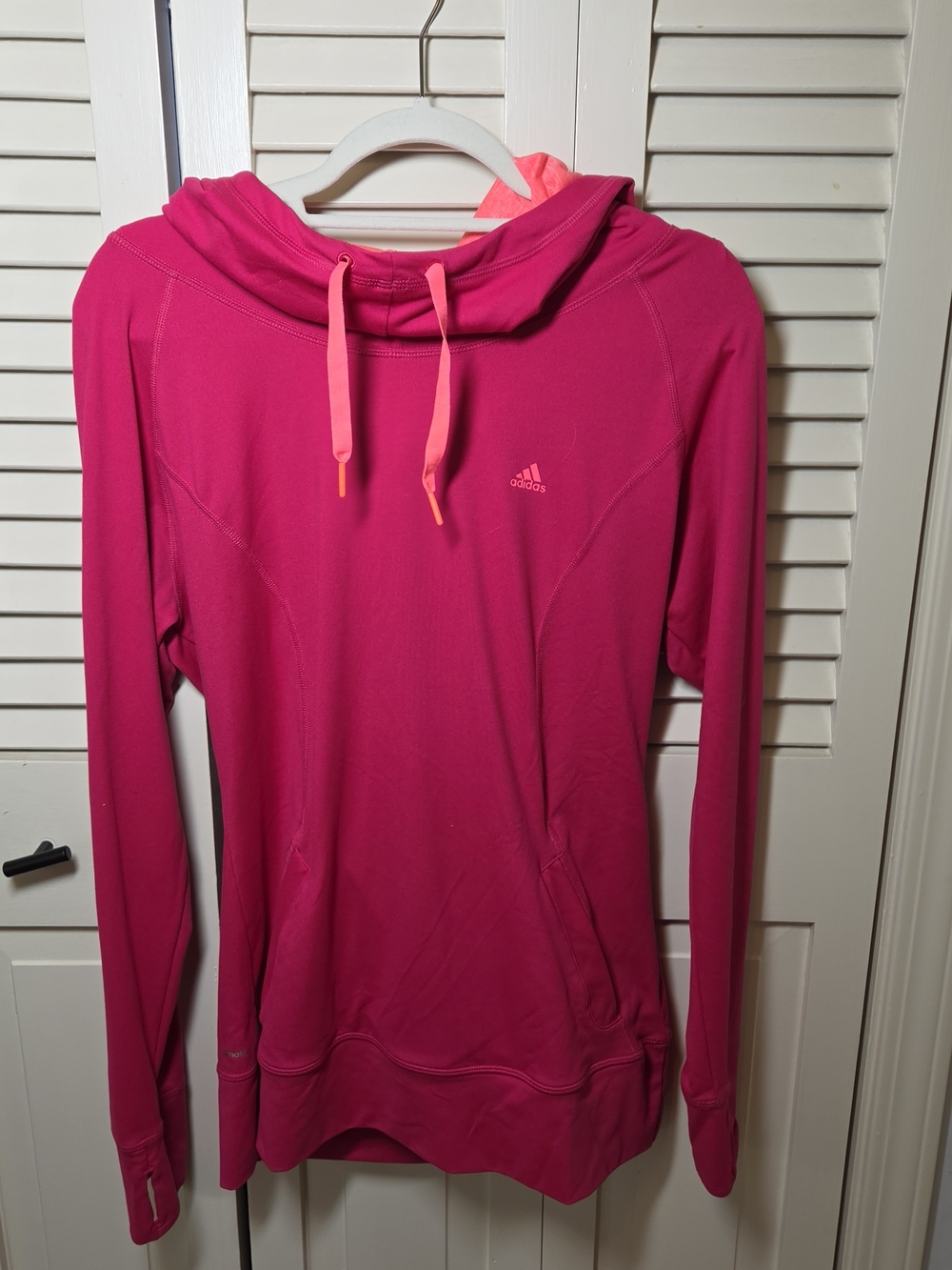 adidas Hot Pink Women's Hooded Training Top with Coral Drawstrings